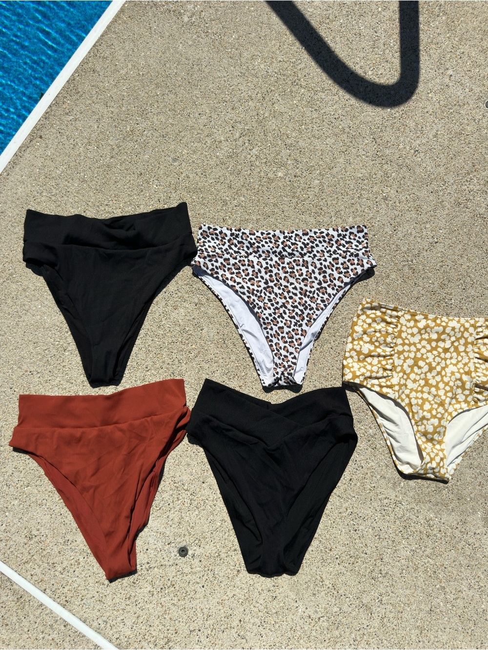 aerie High-Waist Swim Bottoms - Black, Rust, Leopard & Mustard